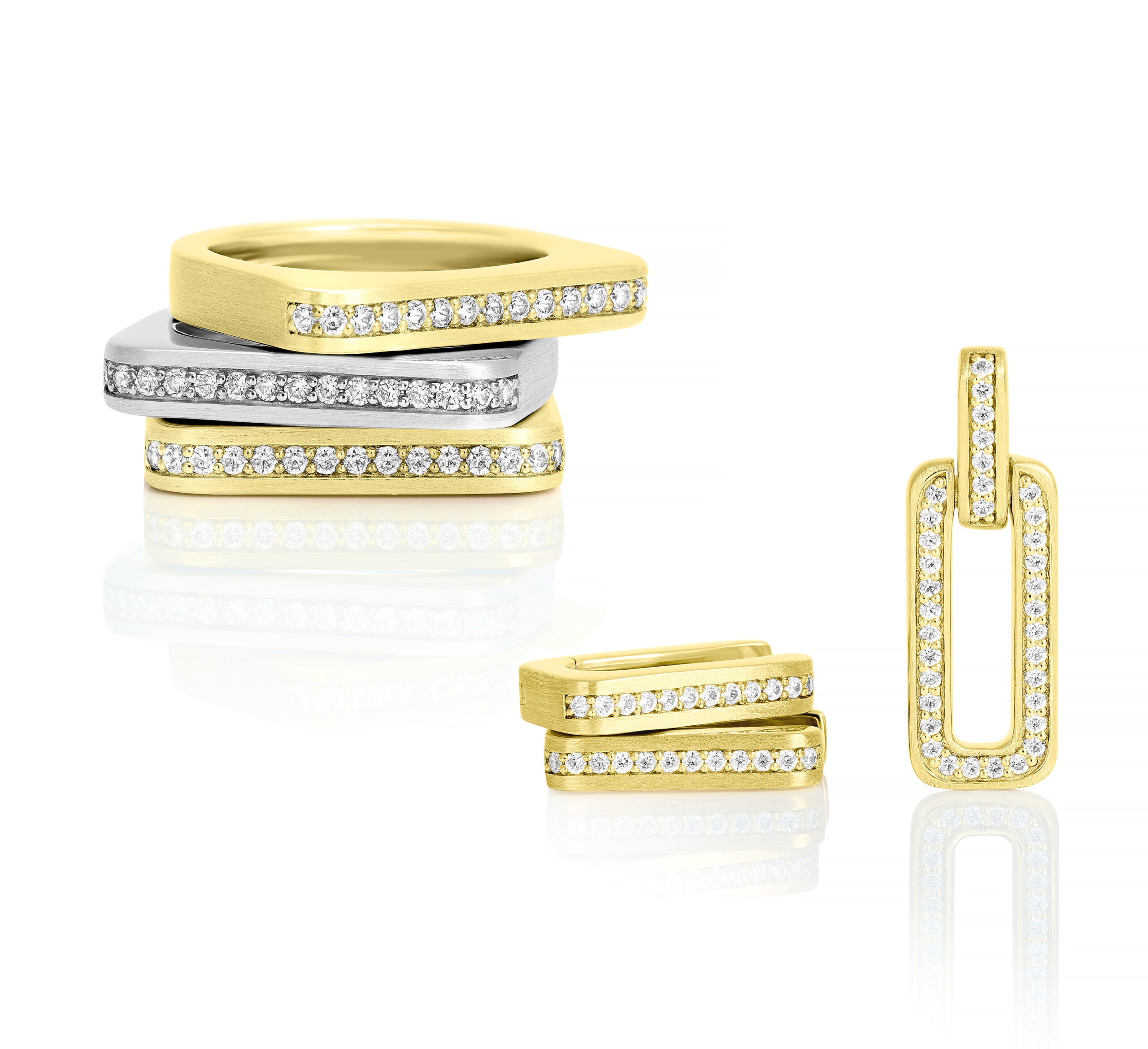 quinn angolosa goldschmuck set ring anhänger und creolen brillanten